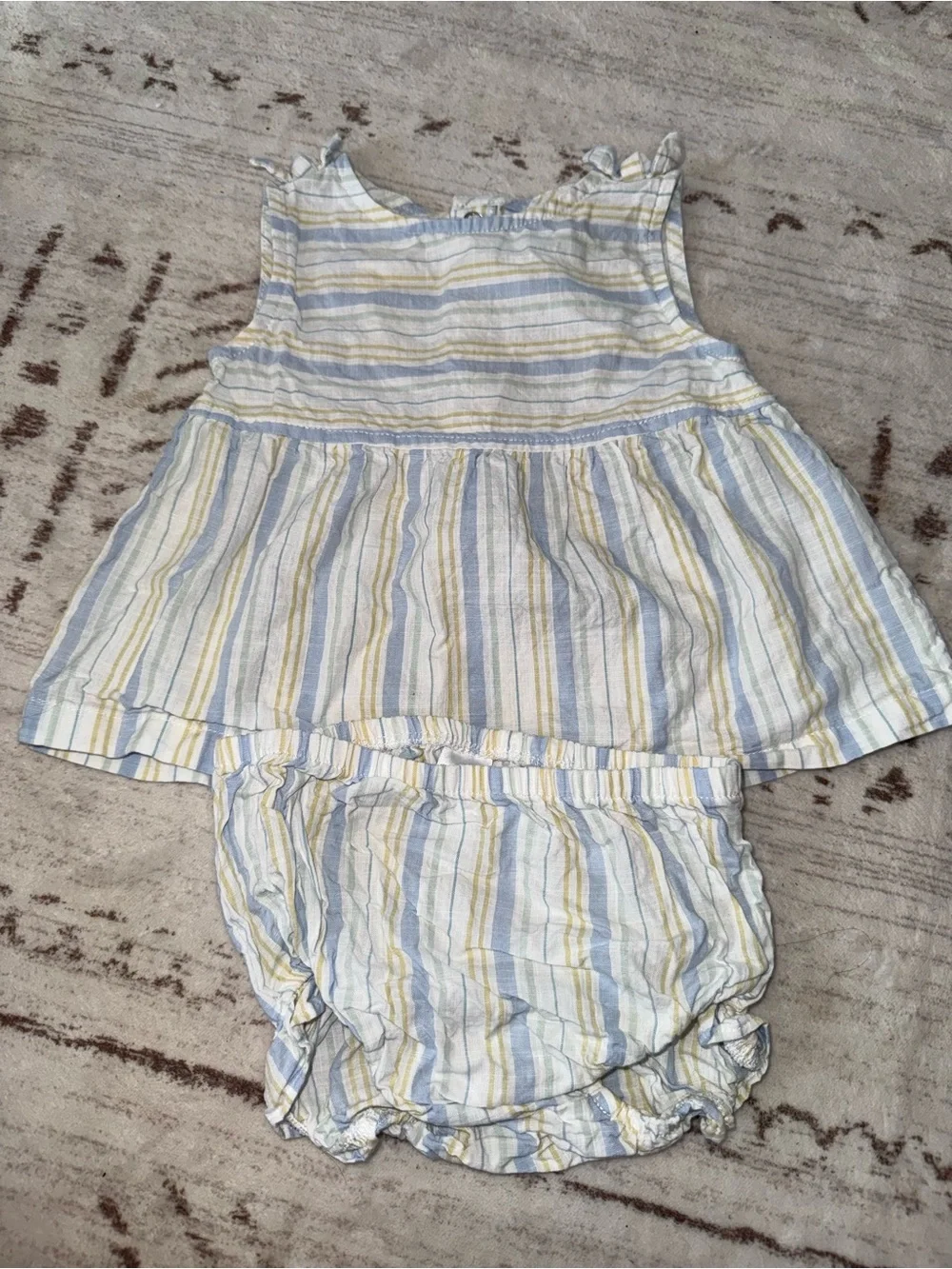 Carter's Baby Girls Blue, White & Yellow Striped Tank Top and Bloomers Set